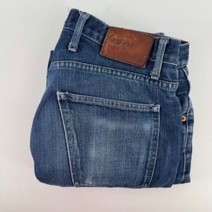 Taylor Stitch Men 33 x 30 Slim Fit Blue Distressed Denim Jeans Button Fly